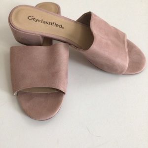 Cityclassified faux pink slides shoes block heel